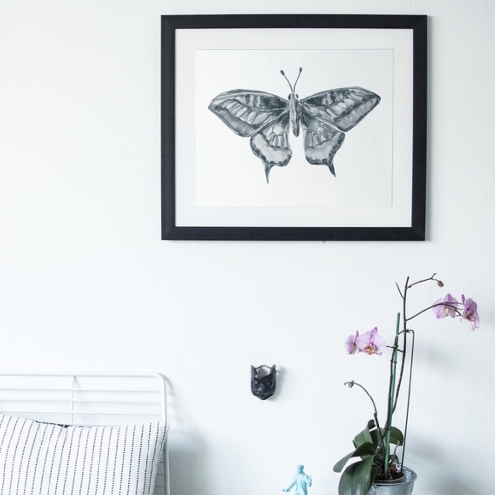 COPY - Watercolor Butterfly Black and White Wall Art Illustration Print Poster … - Picture 5 of 7